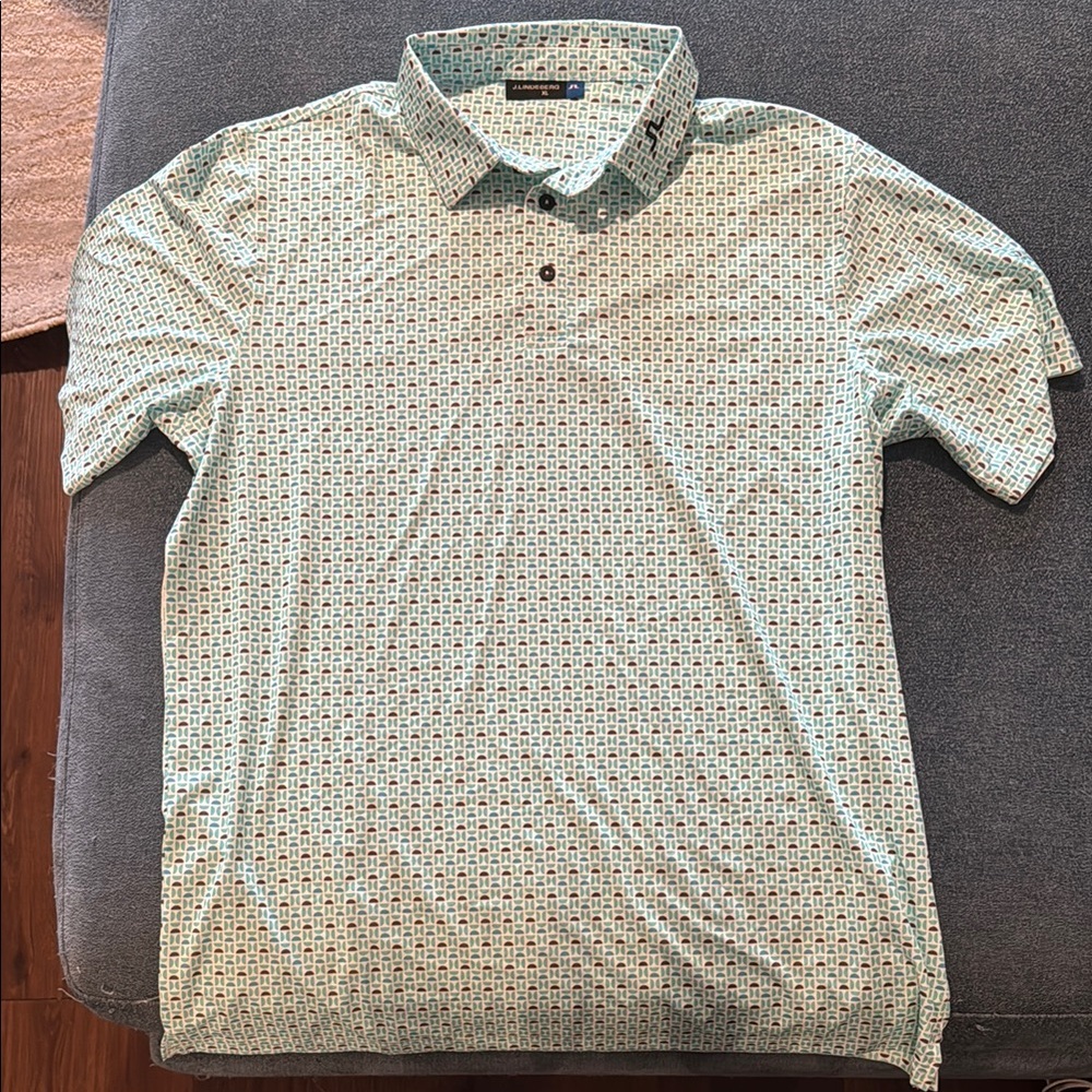 Men's blue turquoise Patterned golf Polo Shirt